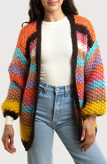 Shop Saachi Mayflower Stripe Crochet Cardigan In Multi