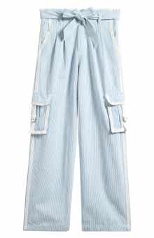 Kids' Stripe Lace Trim Cotton Cargo Pants