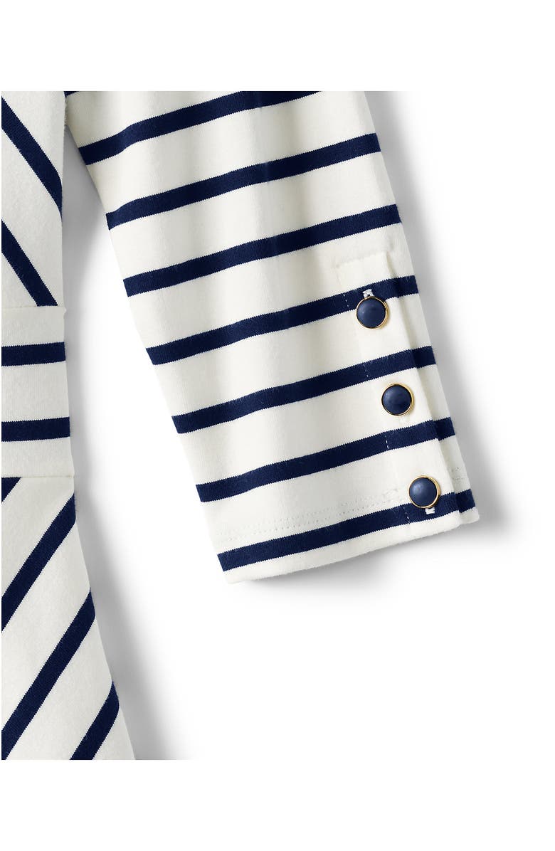 Lands' End Starfish 3/4 Sleeve Dress, Alternate, color, Ivory/Deep Sea Breton Stripe