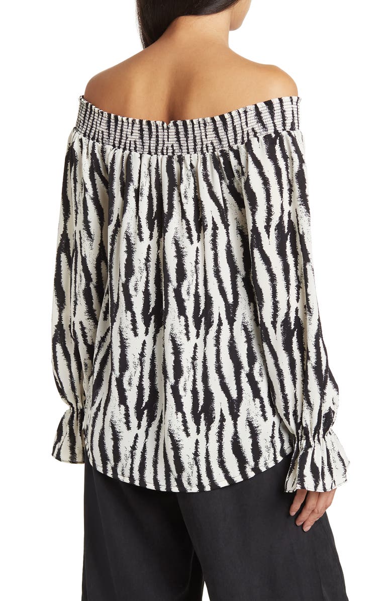 PATRIZIA LUCA Off-the-Shoulder Top, Alternate, color, Wht/Blk