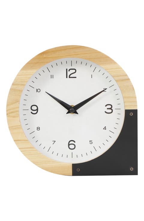 Modern Light Brown Wood Clock
