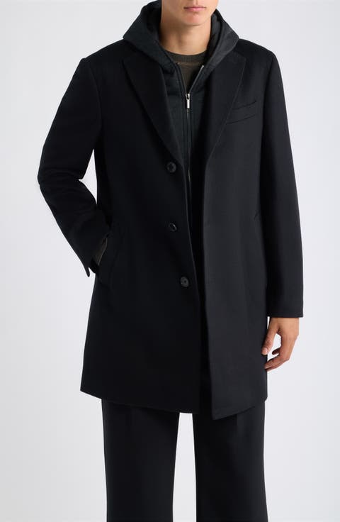 Titan Wool & Cashmere Overcoat with Removable Hooded Bib