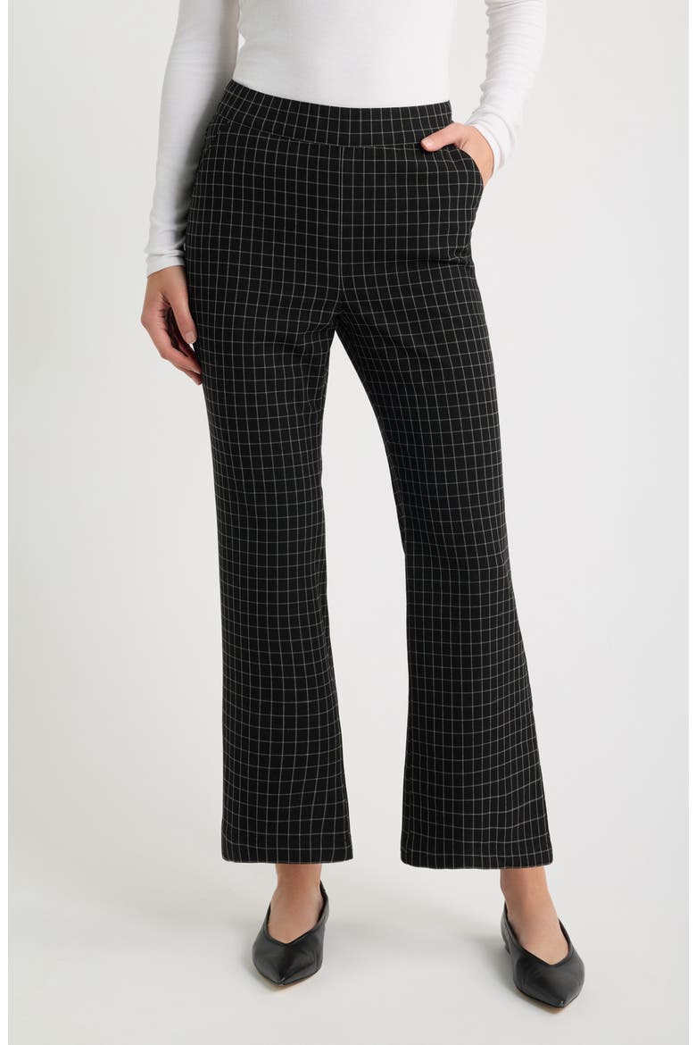 Windowpane Kick Flare Pants, Main, color, BLACK/ GREY