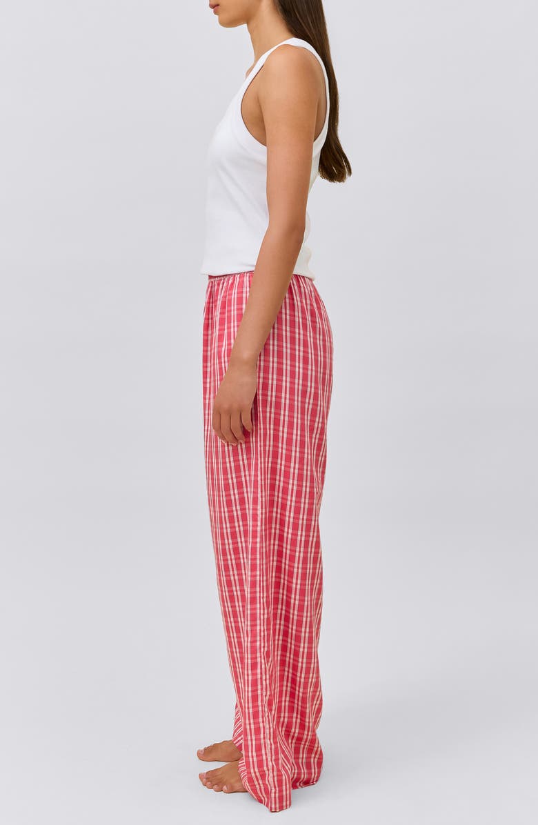 Papinelle Holiday Plaid Cotton Sateen Pajama Pants, Alternate, color, Berry Red