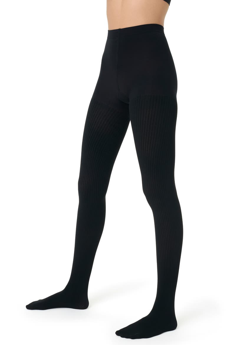 SPANXshape™ Rib Knit Shorty Tights, Main, color, VERY BLACK