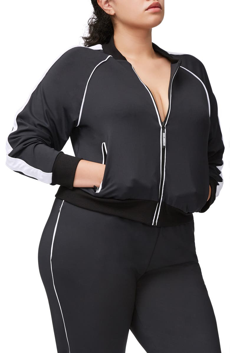 Good American Piped Bomber Jacket, Alternate, color,