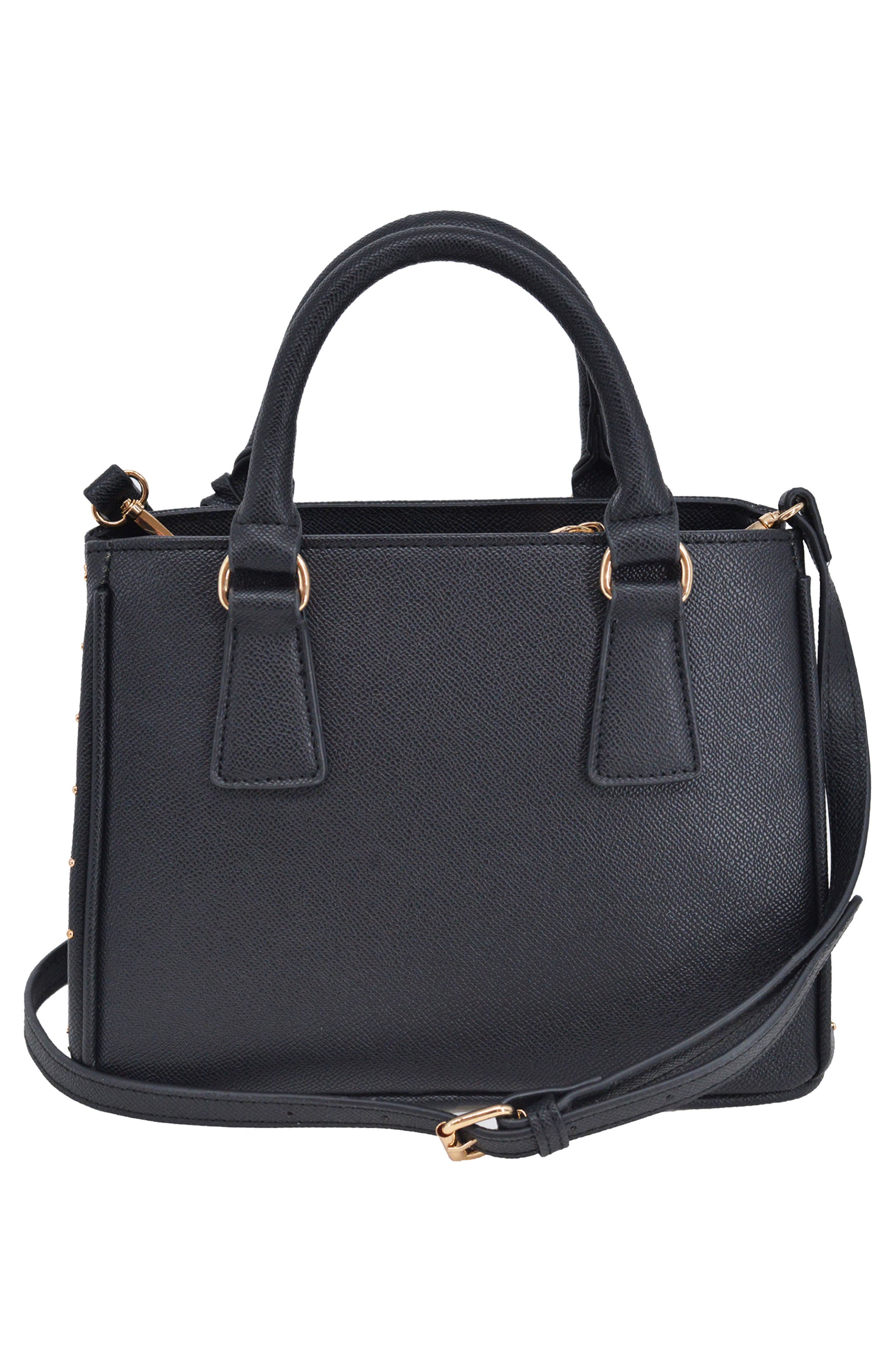 bebe Sagan Studded Mini Satchel, Alternate, color, Black