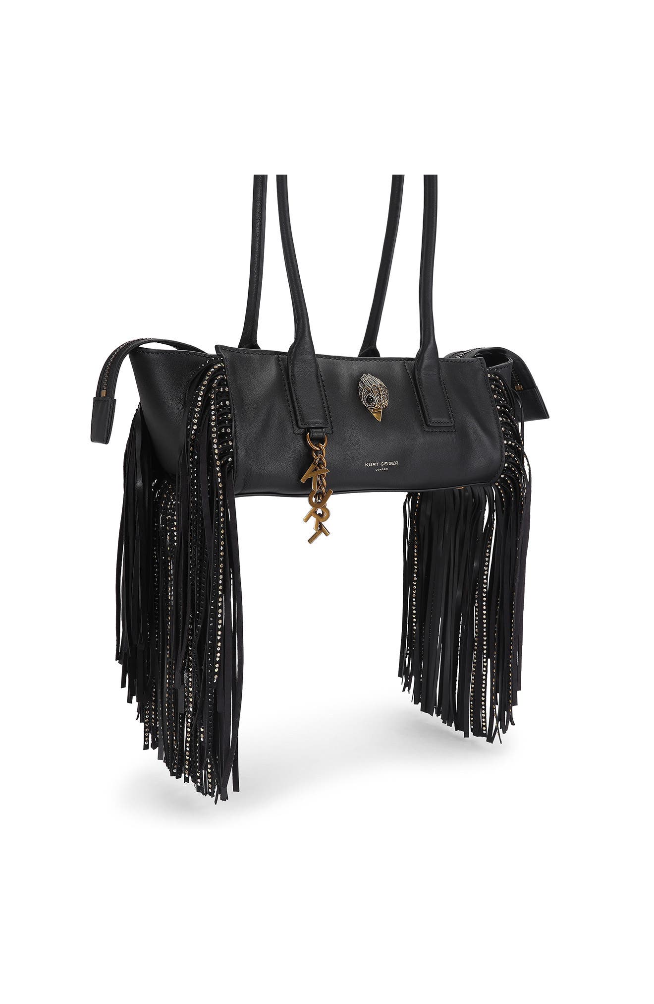 Sloane Fringe East/West Shoulder Bag, Alternate, color, BLACK