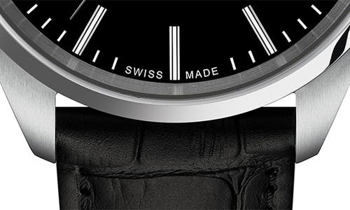 Tissot Men's Swiss Pr 100 Black Leather Strap Watch 40mm In Black