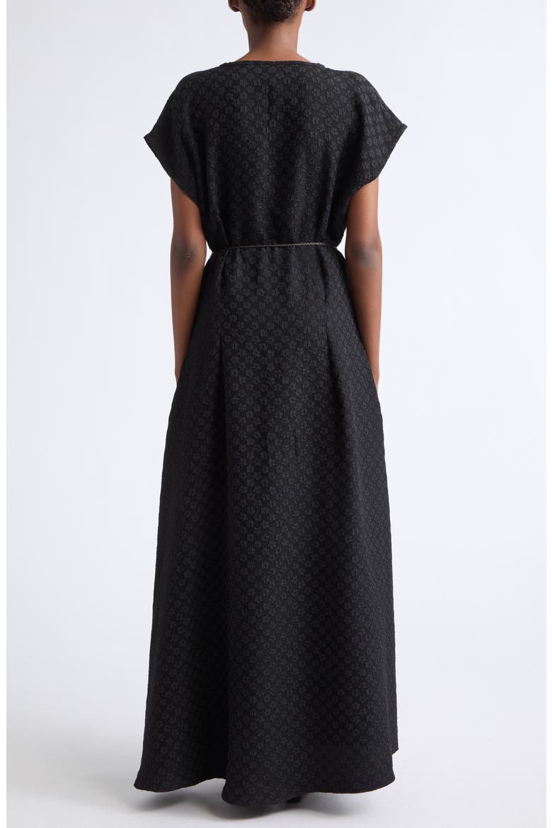 Floral Embossed Jacquard Maxi Dress, Alternate, color, BLACK