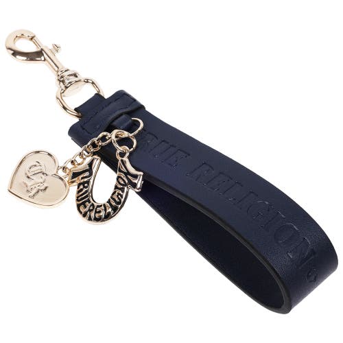 True Religion Bag Charm Keychain In Blue