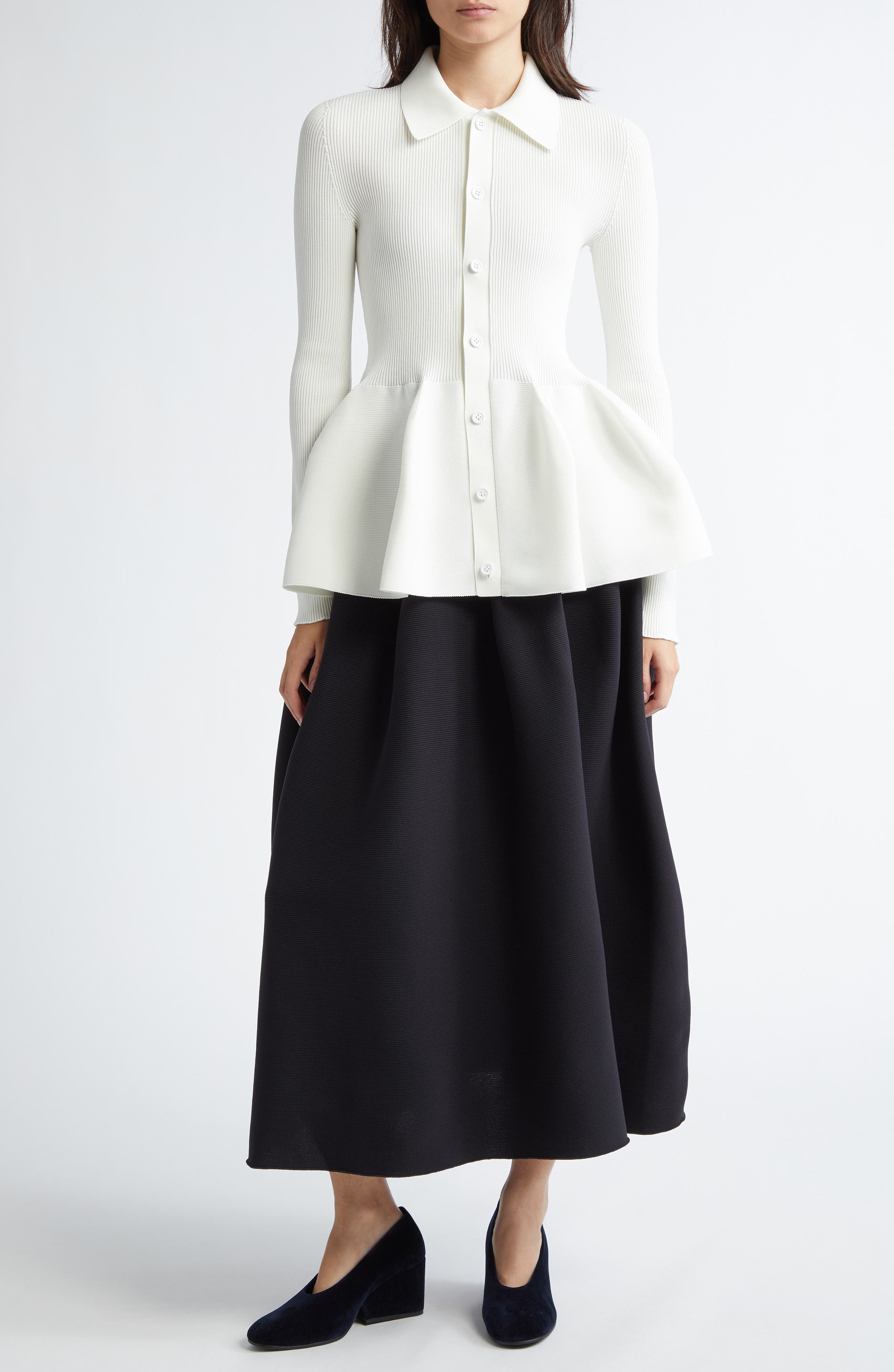 Pottery Peplum Rib Cardigan - image 2