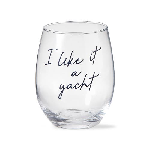 Tag I Like It A Yacht Stemless Wine Glass Blue Summer Drinkware In Transparent
