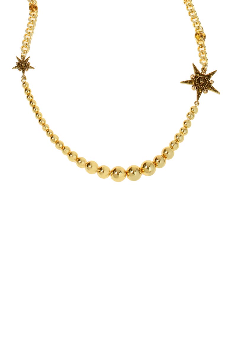 Kurt Geiger London Eagle Star Ball Bead Station Necklace, Alternate, color, Gold