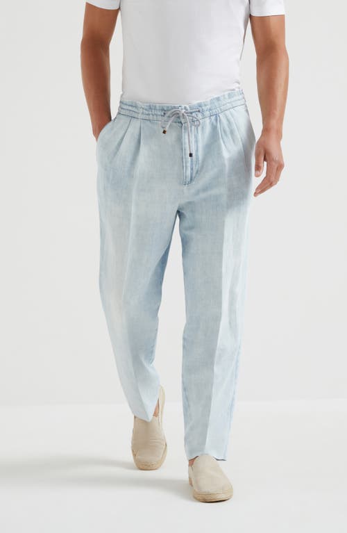 Brunello Cucinelli Trousers With Drawstring In Light Denim