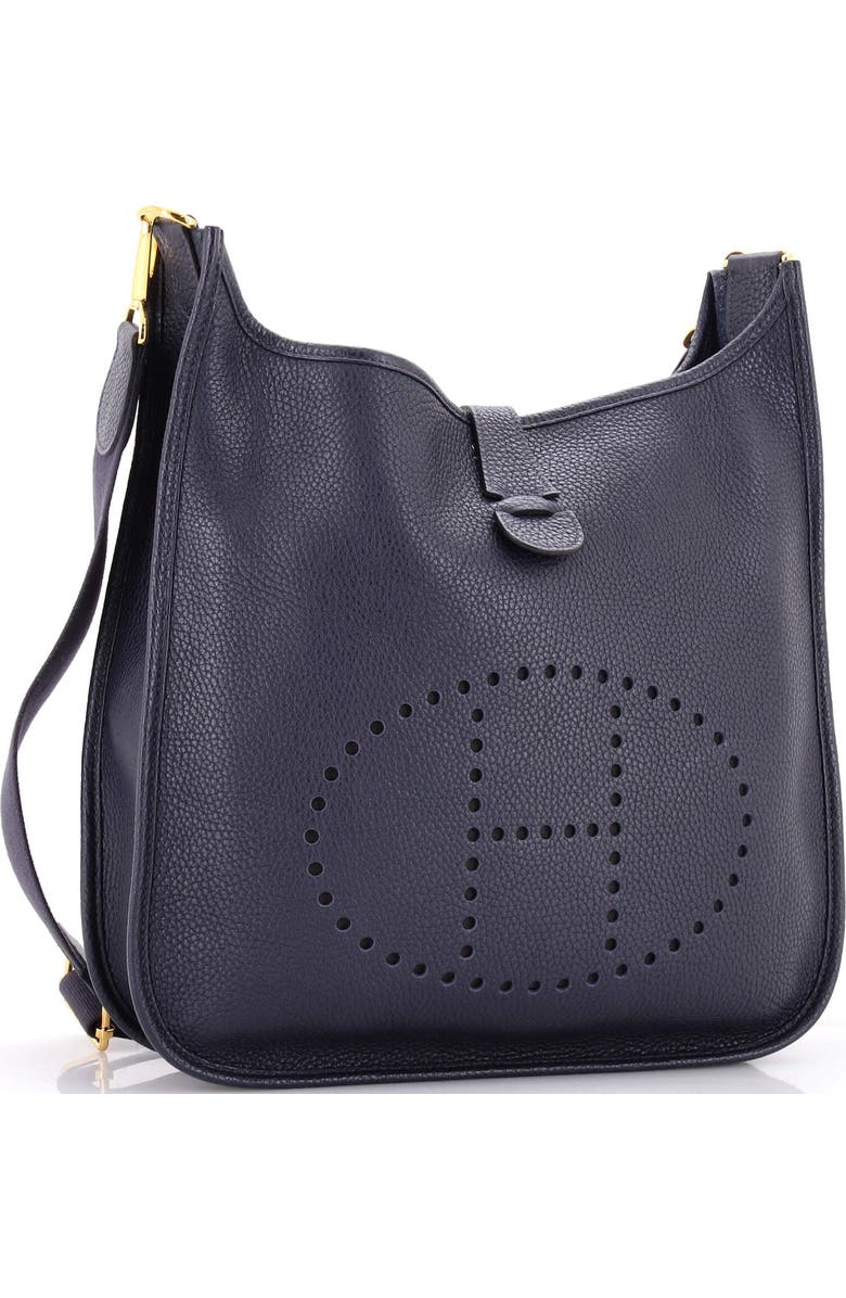 Pre-Owned Hermes Evelyne Bag Gen III Clemence GM, Alternate, color, Bleu Nuit