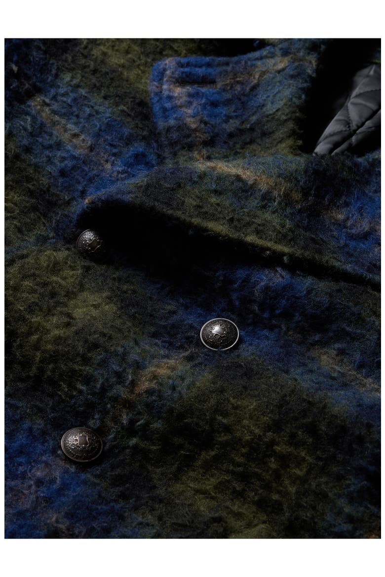 Carlos Plaid Wool Blend Peacoat, Alternate, color, FERN