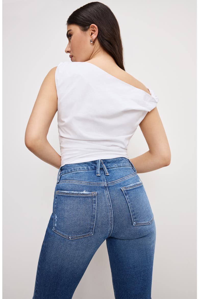 Good Petite Distressed Crop Straight Leg Jeans, Alternate, color, INDIGO943