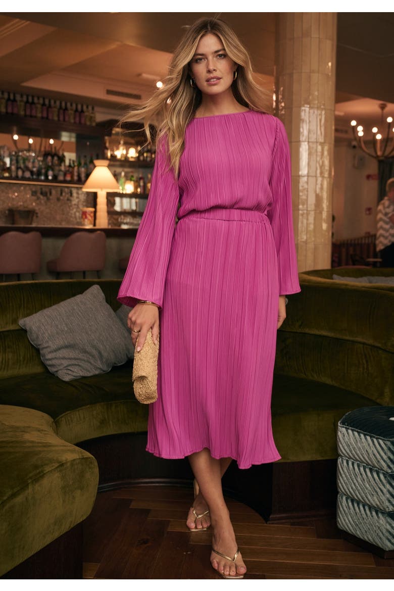 Plisse Boatneck Blouse, Alternate, color, DEEP ORCHID