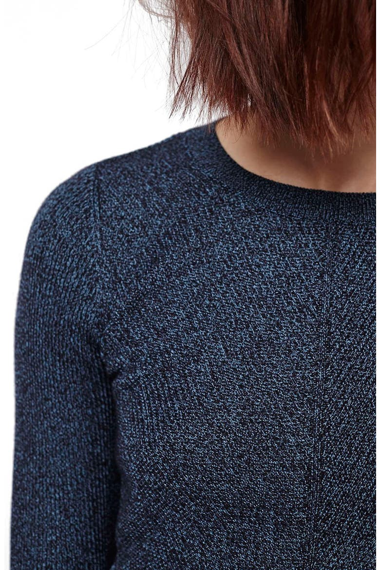 Diagonal Rib Long Sleeve Crop Top, Alternate, color, NAVY BLUE