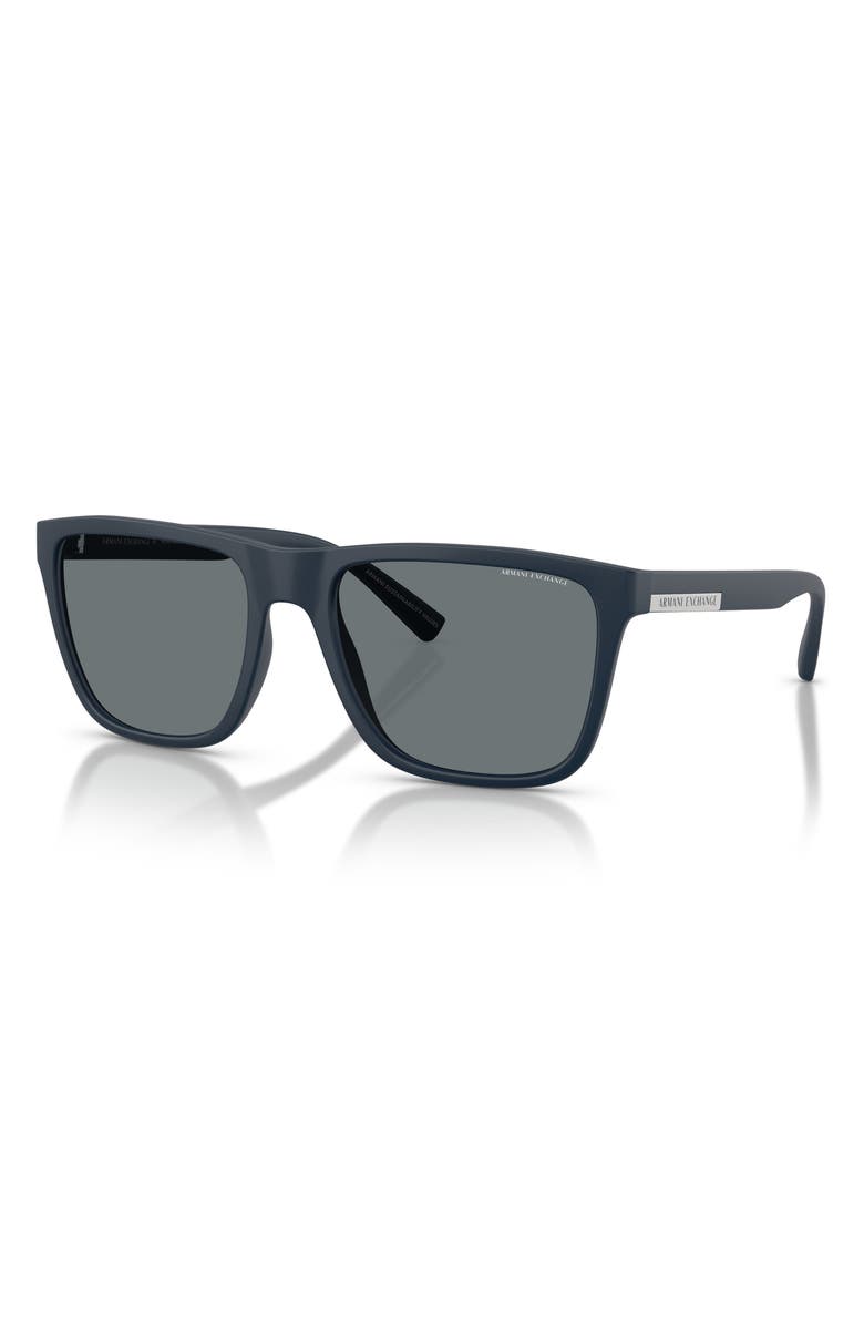 Emporio Armani AX Armani Exchange 57mm Square Sunglasses, Alternate, color, Matte Navy Blue / Dark Blue