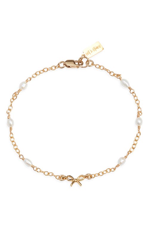 Set & Stones Bow & Freshwater Pearl Bracelet In Gold
