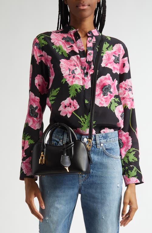 Stella Mccartney Ryder Black Small Handbag With Two Top Handles And Front Padlock Detail With Logo In Ecoleather Woma