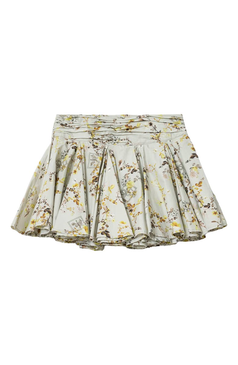 AllSaints Floral Print Pleated Miniskirt, Alternate, color, Carmel Stem Green
