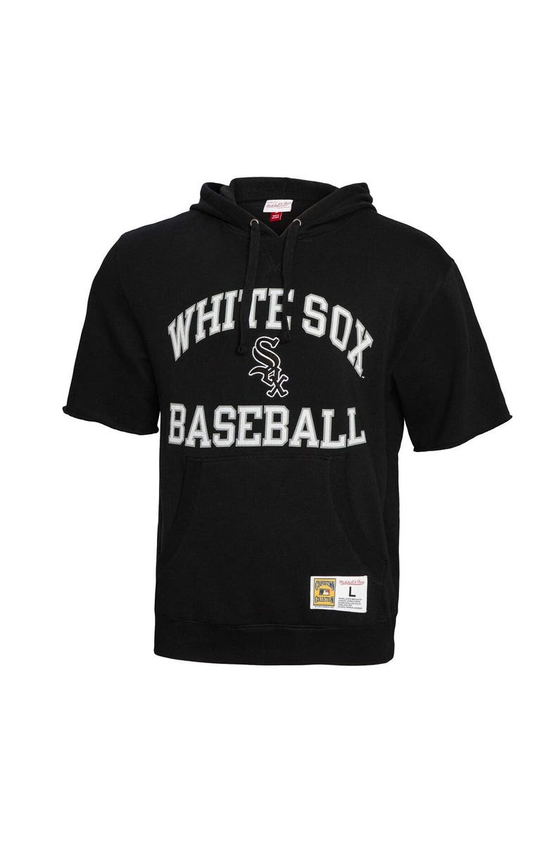 Mitchell & Ness Men's Mitchell & Ness Black Chicago White Sox Cooperstown Collection Washed Fleece Pullover Short Sleeve Hoodie, Alternate, color,