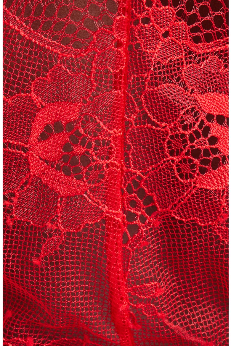 Drawstring Waist Eyelash Lace Teddy, Alternate, color, CLASSIC RED