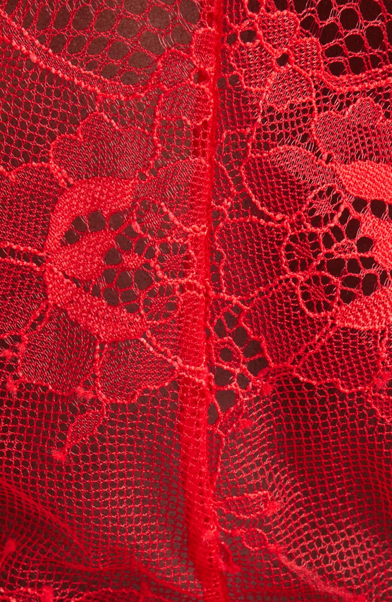 KILO BRAVA Drawstring Waist Eyelash Lace Teddy, Alternate, color, 