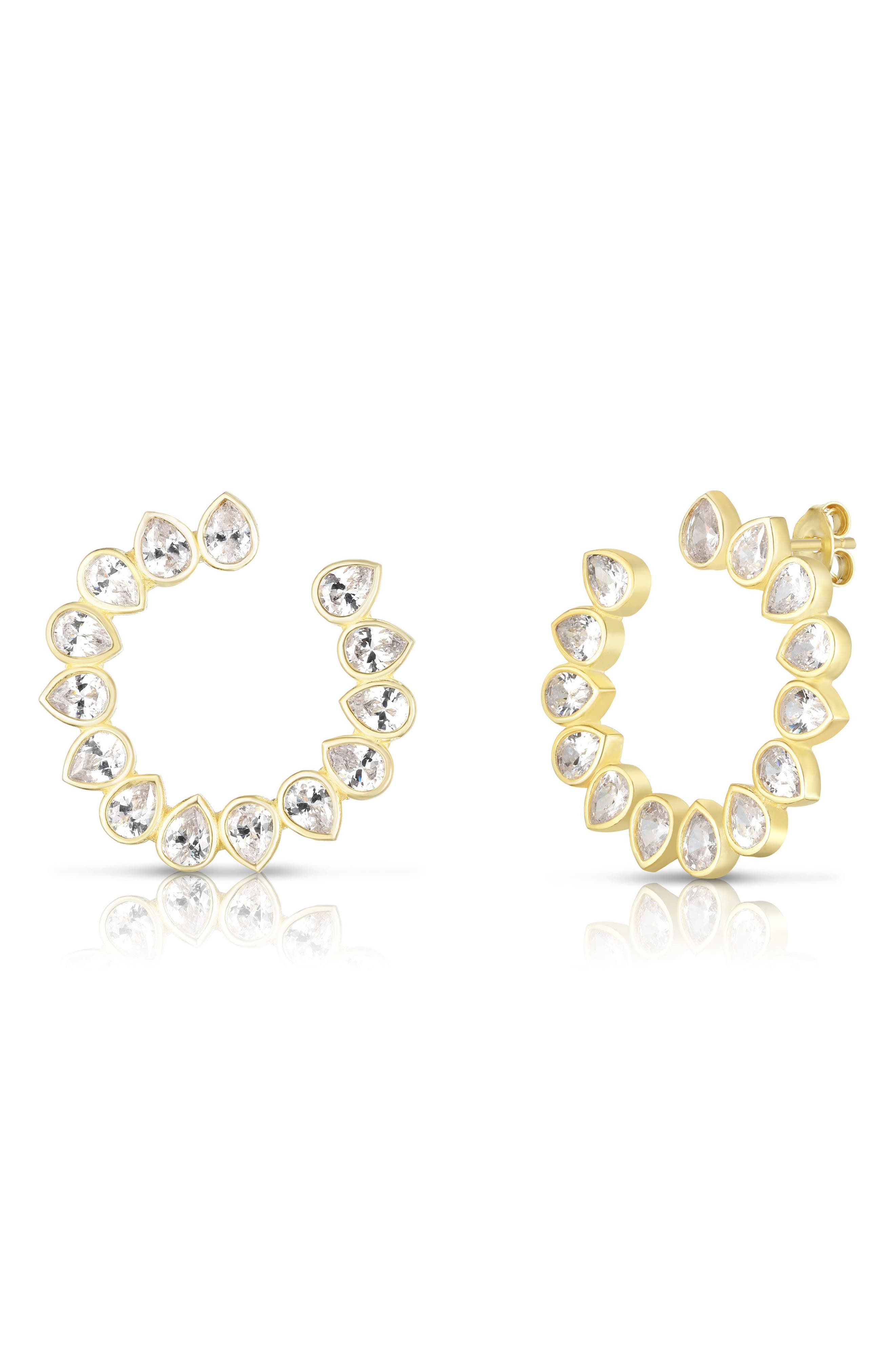 14k Gold Over Sterling Silver Open Flower Stud Earrings