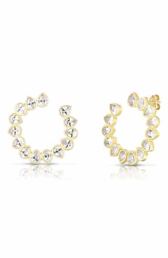 14k Gold Over Sterling Silver Open Flower Stud Earrings
