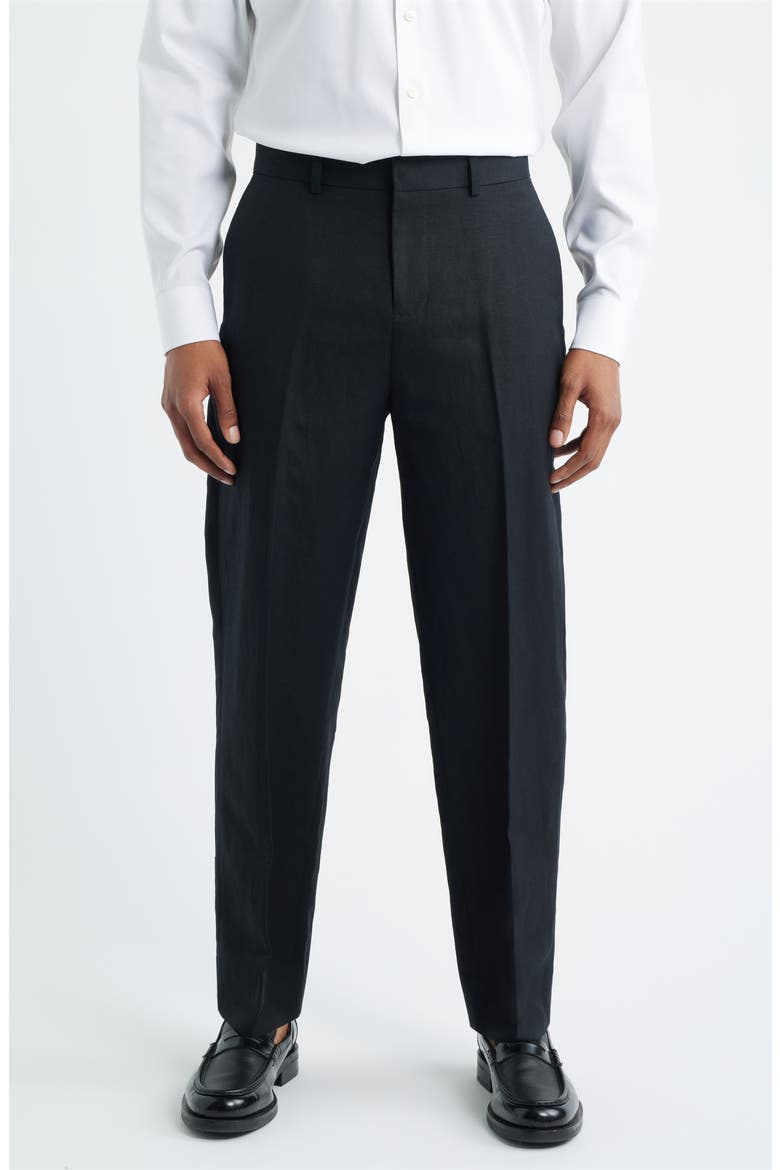 Linen Blend Tapered Leg Pants, Main, color, BLACK