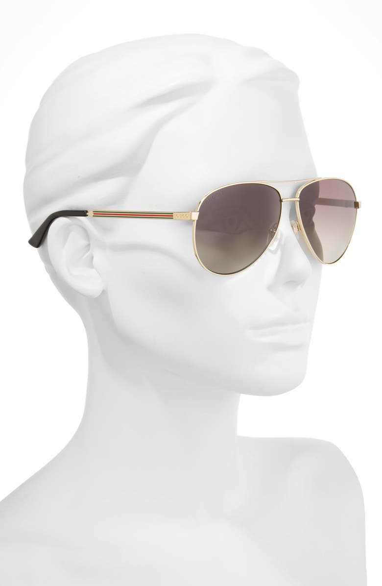 Gucci 61mm Polarized Aviator Sunglasses, Alternate, color, 