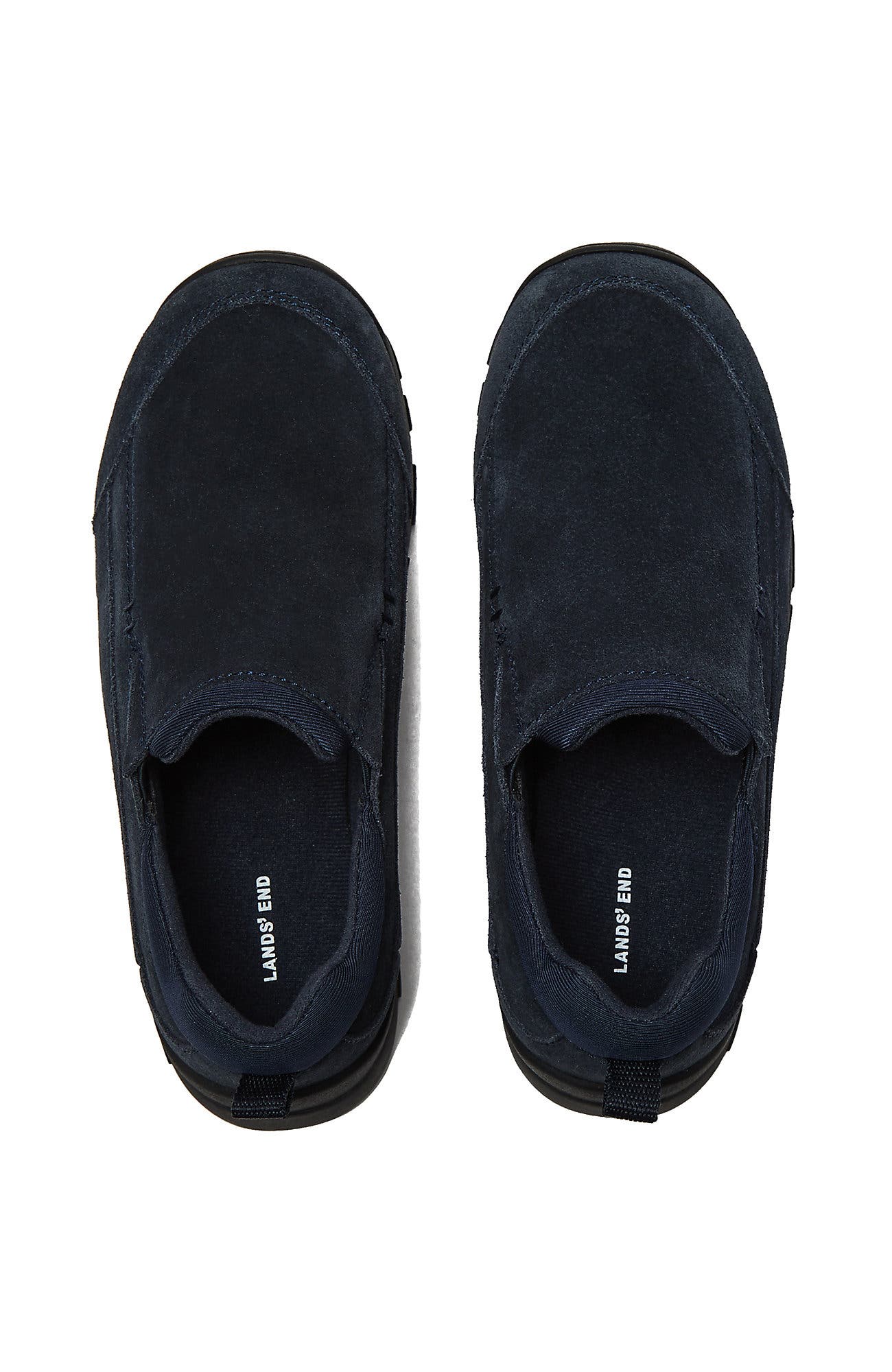 Kids All Weather Suede Leather Slip On Moc Shoes, Alternate, color, Classic Navy
