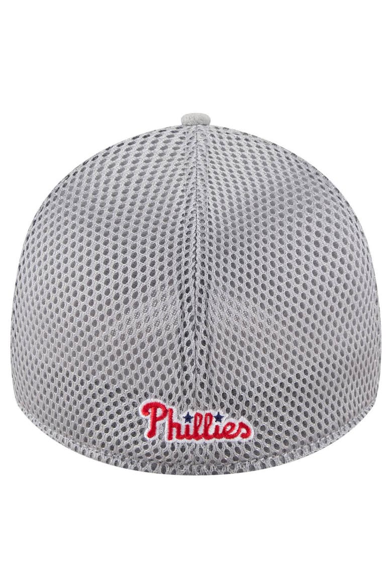 Men's New Era Gray Philadelphia Phillies Visor Paint Splatter 39THIRTY Flex Hat, Alternate, color, Gray