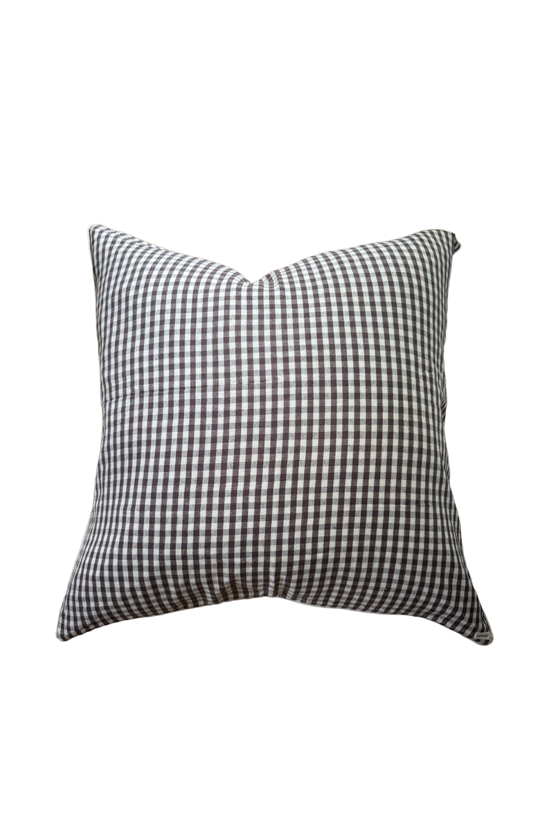 KD Weave Gingham Pillow Cover - Cover Only, Alternate, color, Chocolate - 20 X 20