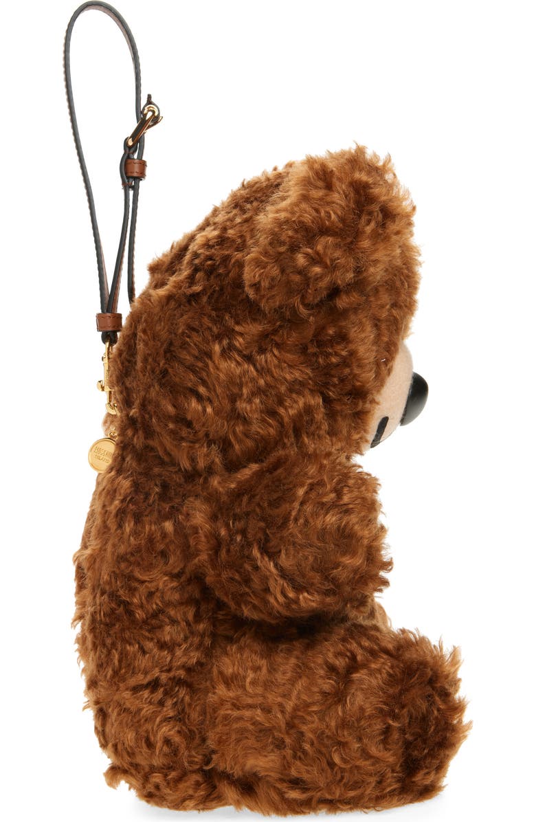 Moschino Teddy Bear Wool Faux Fur Clutch, Alternate, color, Brown