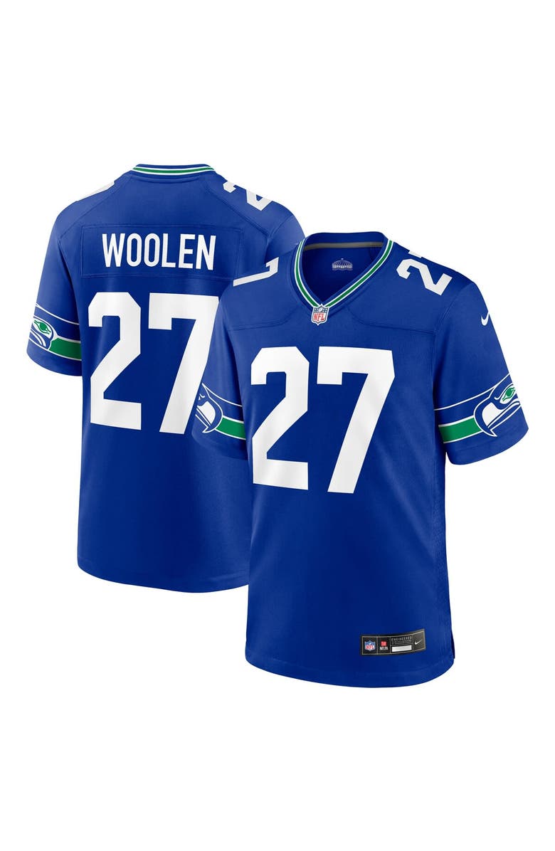 Nike Men's Nike Tariq Woolen Royal Seattle Seahawks Throwback Player Game Jersey, Main, color, 