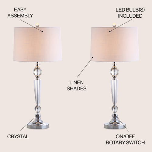 Jonathan Y Emma 29.5" Crystal Led Table Lamp, Clear In Clear