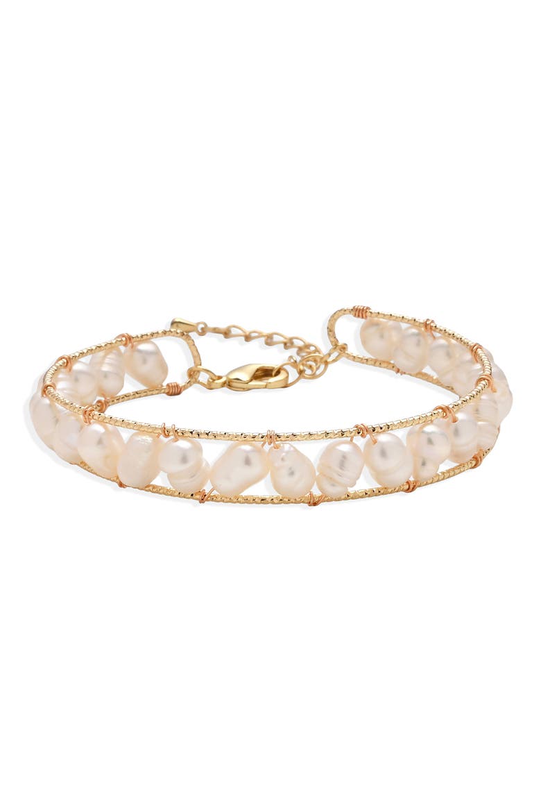 Colette Freshwater Pearl Cuff Bracelet, Alternate, color, GOLD