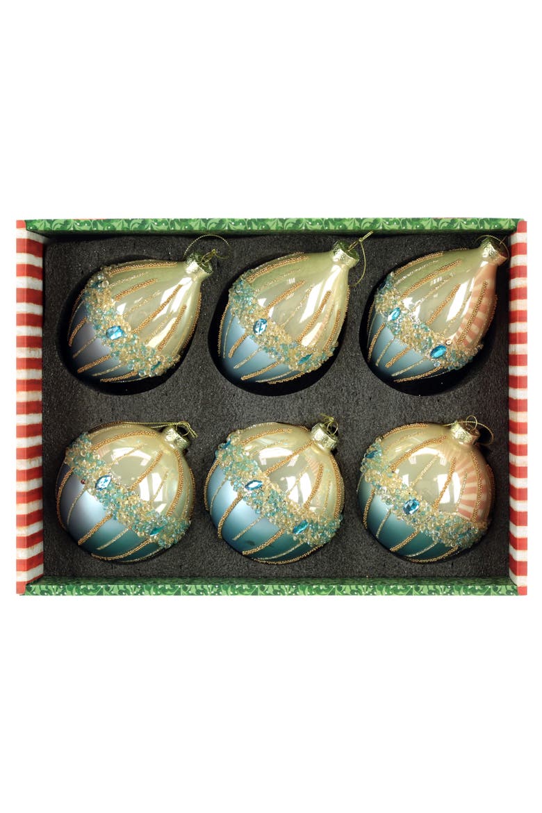 Crystal Bead Ornament, Box of 6, Alternate, color, Frosted Light Blue