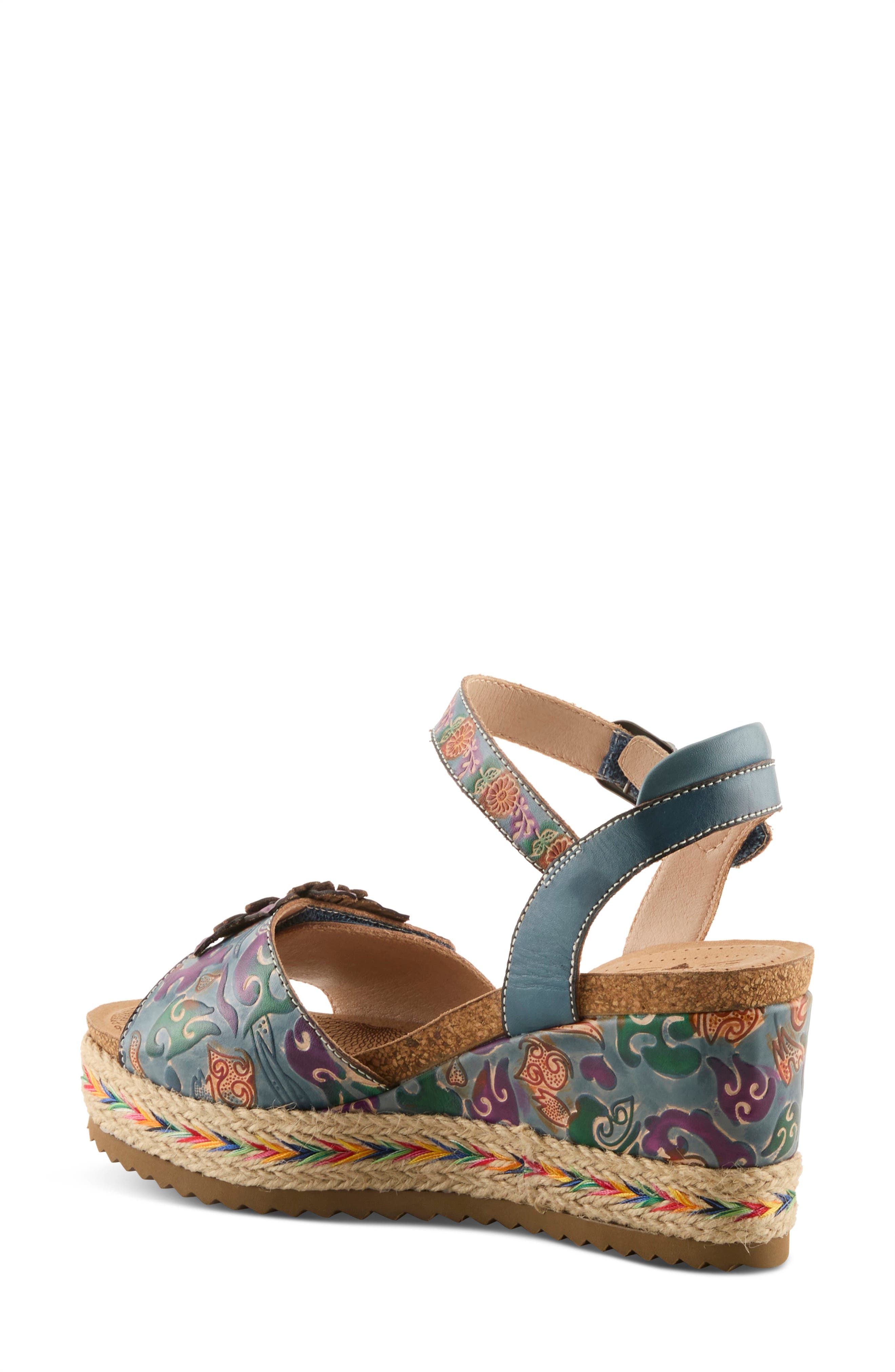 Boca Espadrille Ankle Strap Platform Wedge Sandal, Alternate, color, BLUE MULTI