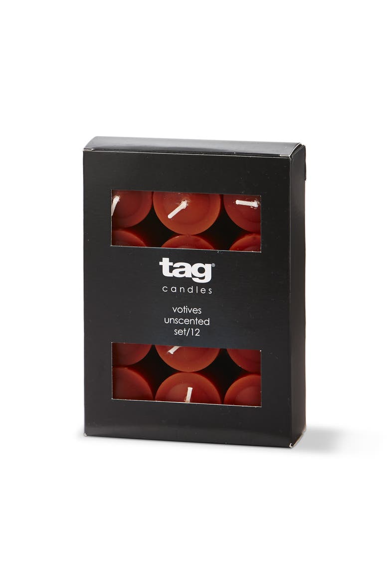 Color Studio Votive Candles Set of 12 Burnt Siena Wax, Alternate, color, Orange