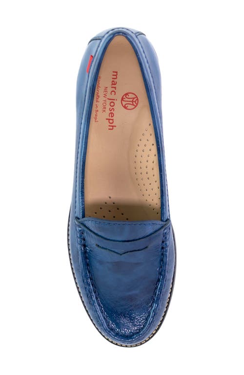 Marc Joseph New York East Village Penny Loafer In Atlantic Blue Soft Patent