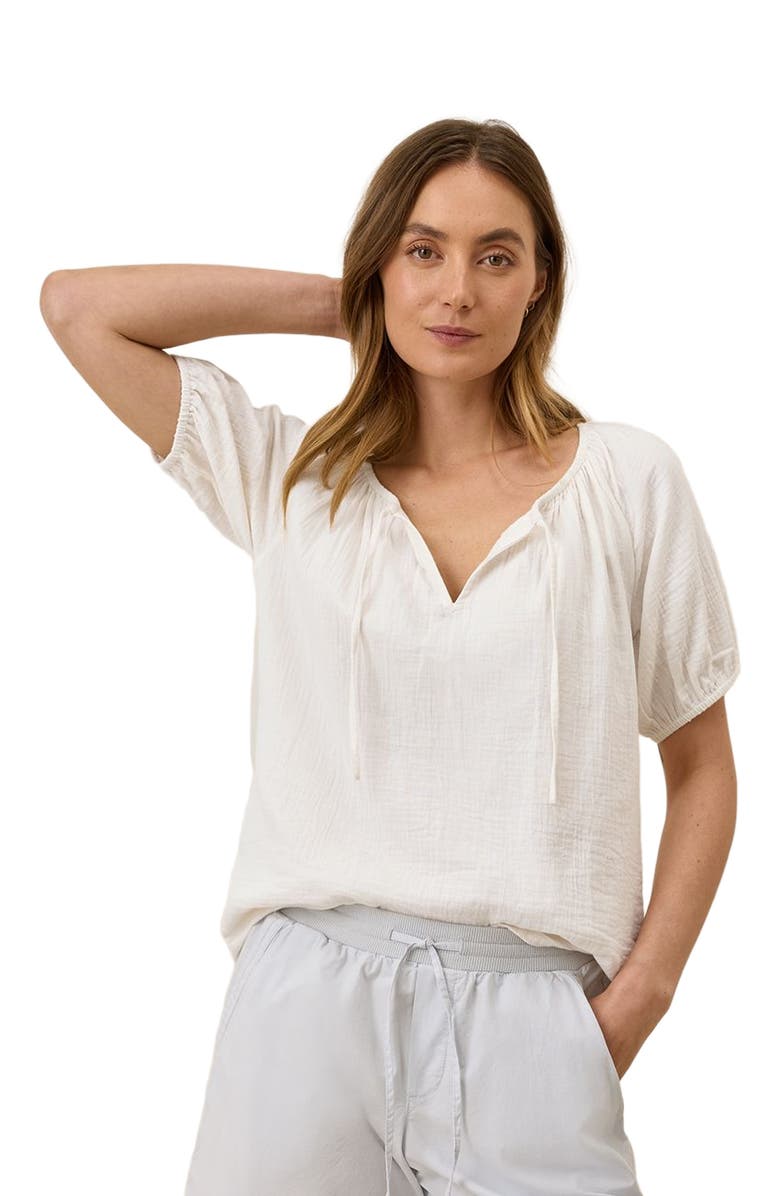 Pact Organic Cotton Coastal Double Gauze Boho Popover, Alternate, color, Sea Salt