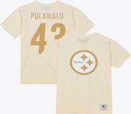 Mitchell & Ness Men's Mitchell & Ness Troy Polamalu Cream Pittsburgh Steelers Sandman Name & Number T-Shirt
