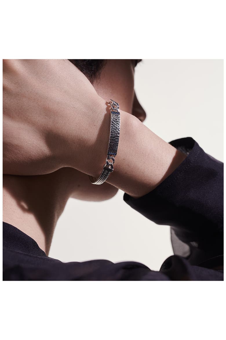 Classic Chain Hammered ID Bracelet, Alternate, color, BLUE/ SILVER