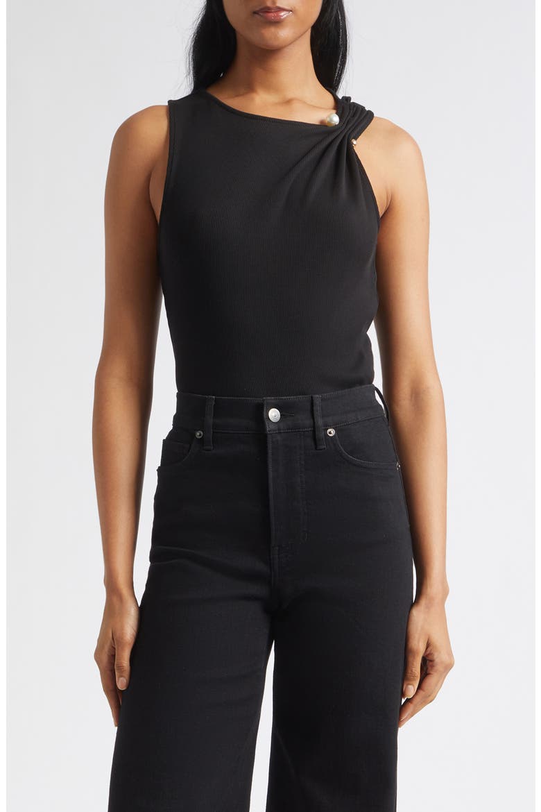 Deylin Twist Shoulder Rib Tank, Main, color, BLACK